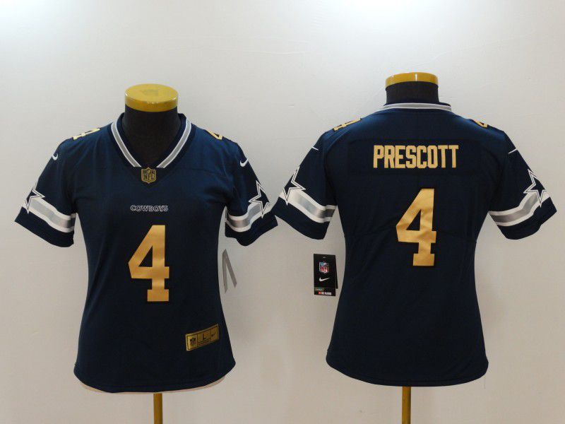 Women Dallas Cowboys #4 Prescott Blue Nike Vapor Untouchable Limited NFL Jerseys->women nfl jersey->Women Jersey
